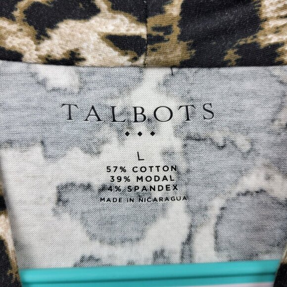 Talbots Womens Size Large Leopard Top Long Sleeve V Neck Modal Stretch Shirt - Picture 3 of 7